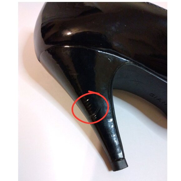 Gianni Bini Glossy Black Open Toe Heels Size 7 - Picture 6 of 6